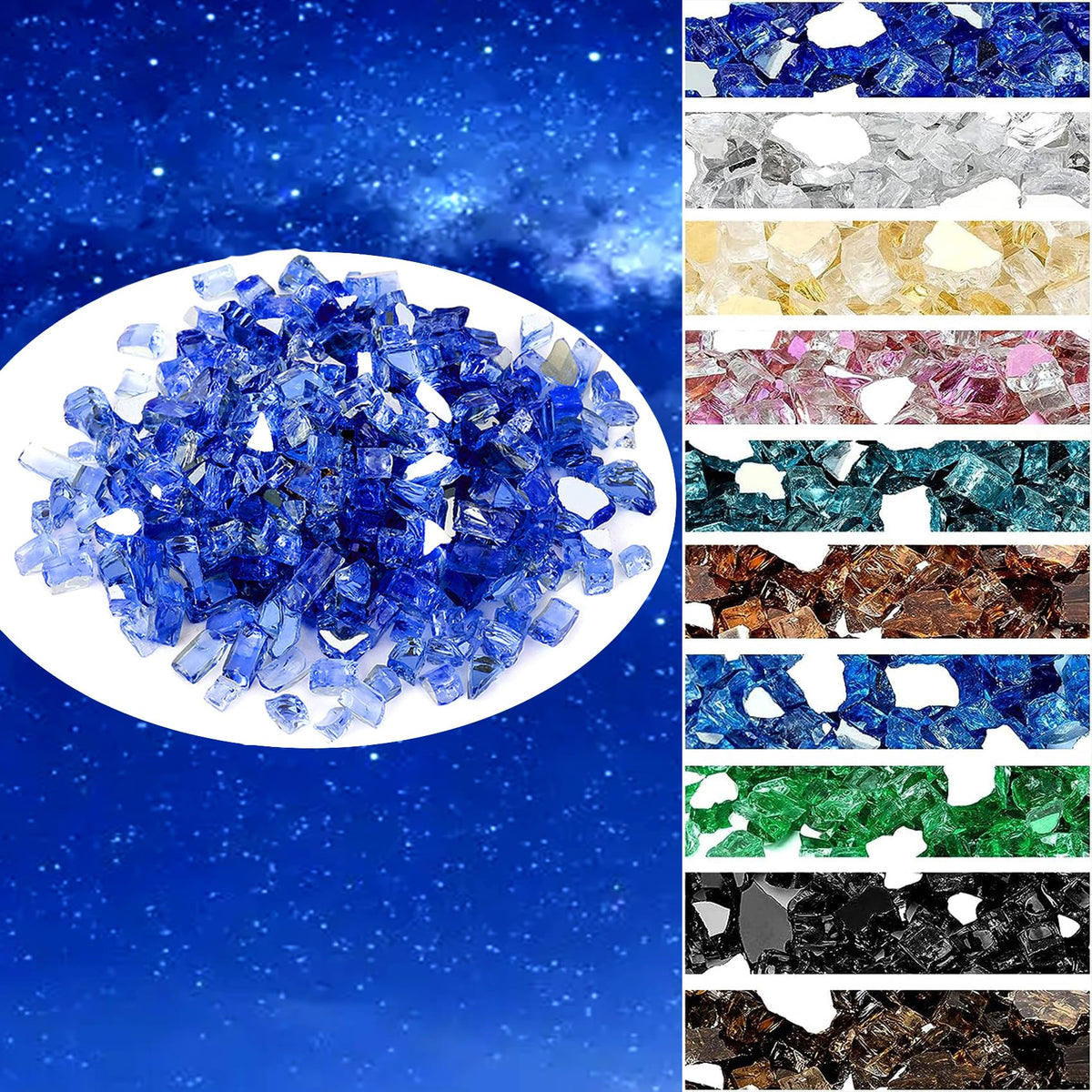 OnlyFire cobalt blue fire glass rocks brighten outdoor fire pit ambiance