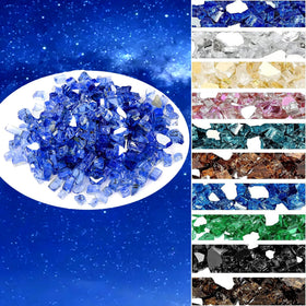 OnlyFire cobalt blue fire glass rocks brighten outdoor fire pit ambiance