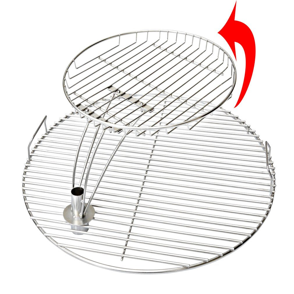 Onlyfire grate installed on Char Griller 16620 side view for multi surface cooking.