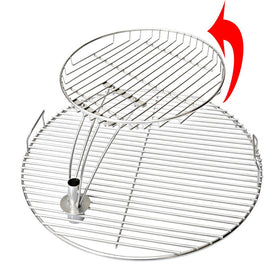 Onlyfire grate installed on Char Griller 16620 side view for multi surface cooking.