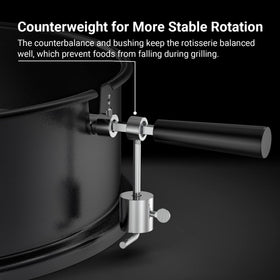 Onlyfire counter balance kit stabilizes the spit for balanced rotation