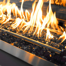 OnlyFire designer blends aqua-blue-platinum 1/4-inch glass delivers a dynamic shimmer as a focal point.