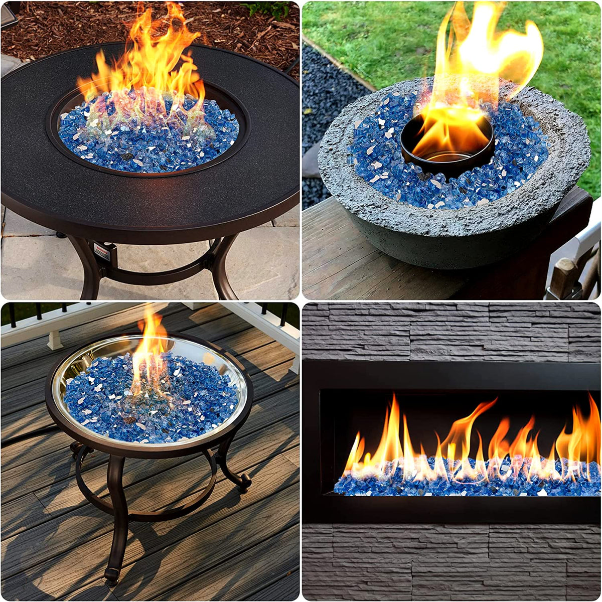 onlyfire cobalt blue platinum blend highlights reflections for a premium fire table look
