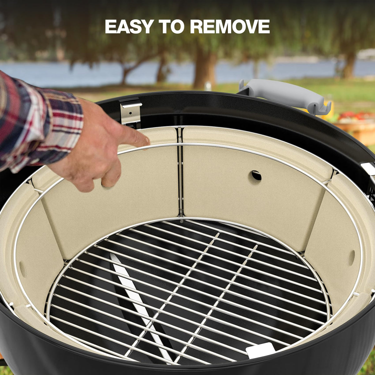 Onlyfire easy-clean ash upgrade simplifies post-cook cleanup after grilling.