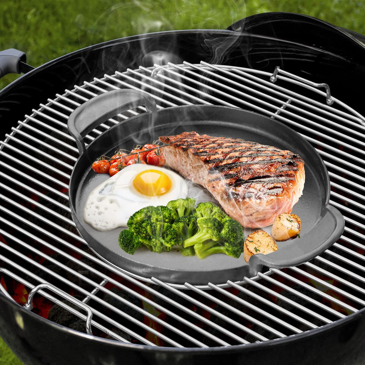 Easy-clean stainless surface of Onlyfire grill grate after grilling