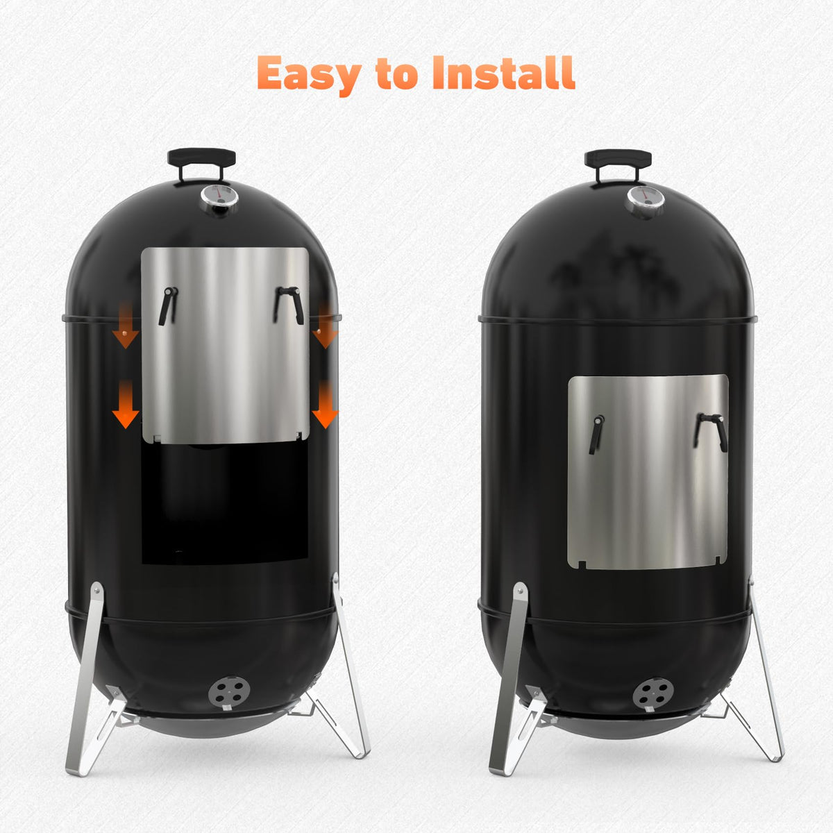 Onlyfire door installs quickly into Weber 22-inch WSM without drilling.