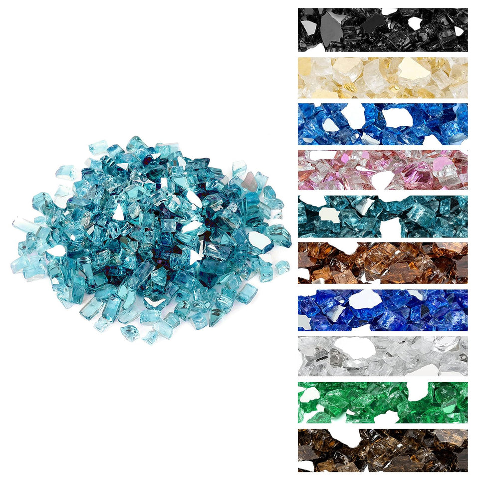 Onlyfire Aqua Blue fire glass pour creates dramatic color for a fire pit.