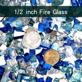 Onlyfire cobalt blue fire glass creates a dynamic flame visual for captivating evenings.