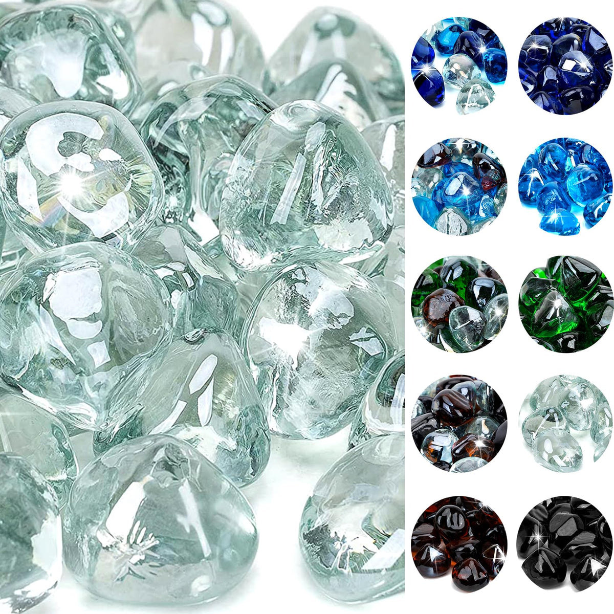 OnlyFire Onyx Black fire glass diamonds sparkle in daylight on a modern fire pit