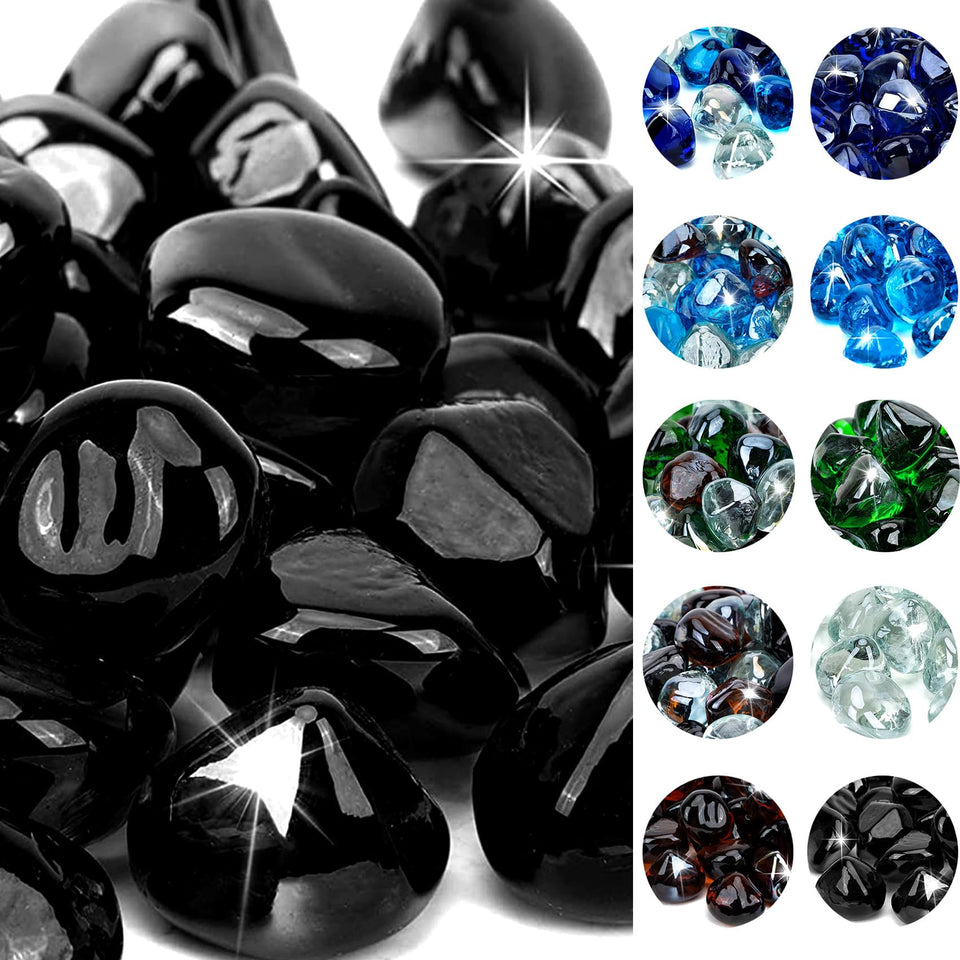 OnlyFire 1-inch diamond fire glass glows brilliantly in the fire pit for jewel-like ambiance