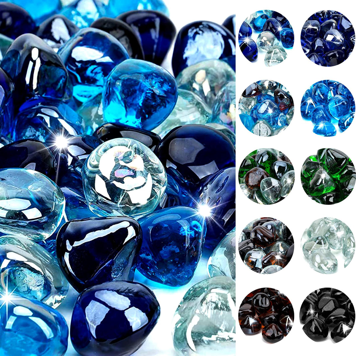 Onlyfire cobalt blue fire glass diamonds add vivid color to propane fire pits
