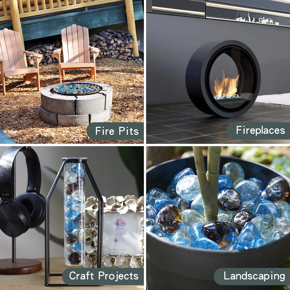 Onlyfire Crystal Ice 1 inch diamonds reflect flame for cozy indoor ambiance