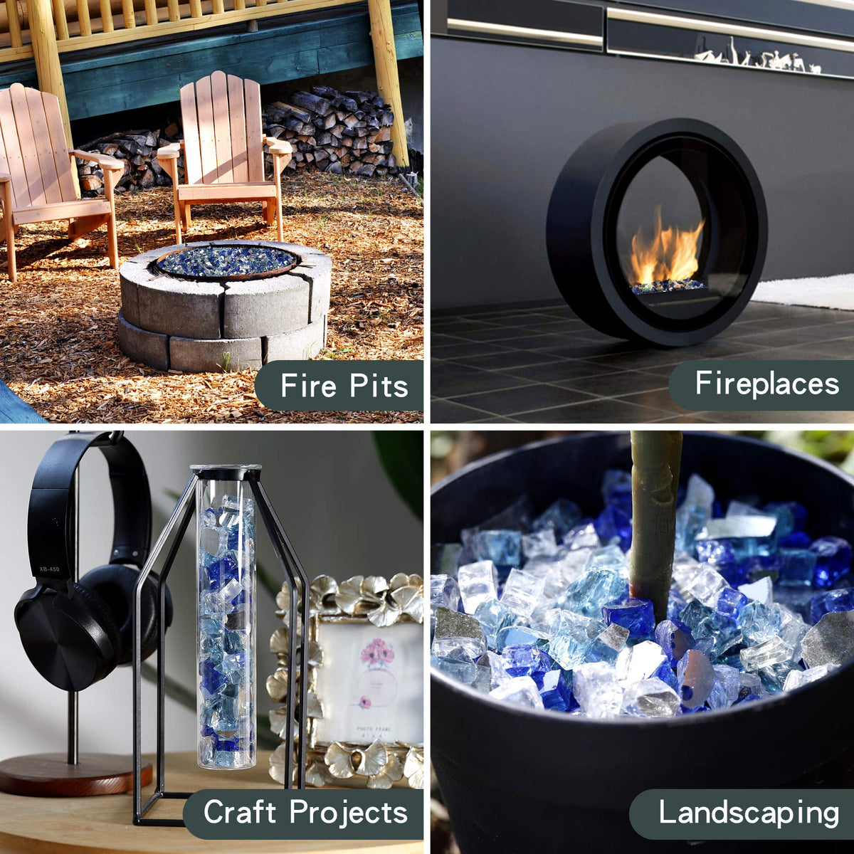 Onlyfire fire glass garden décor enhances pathways, ponds, and planters with sparkling color.