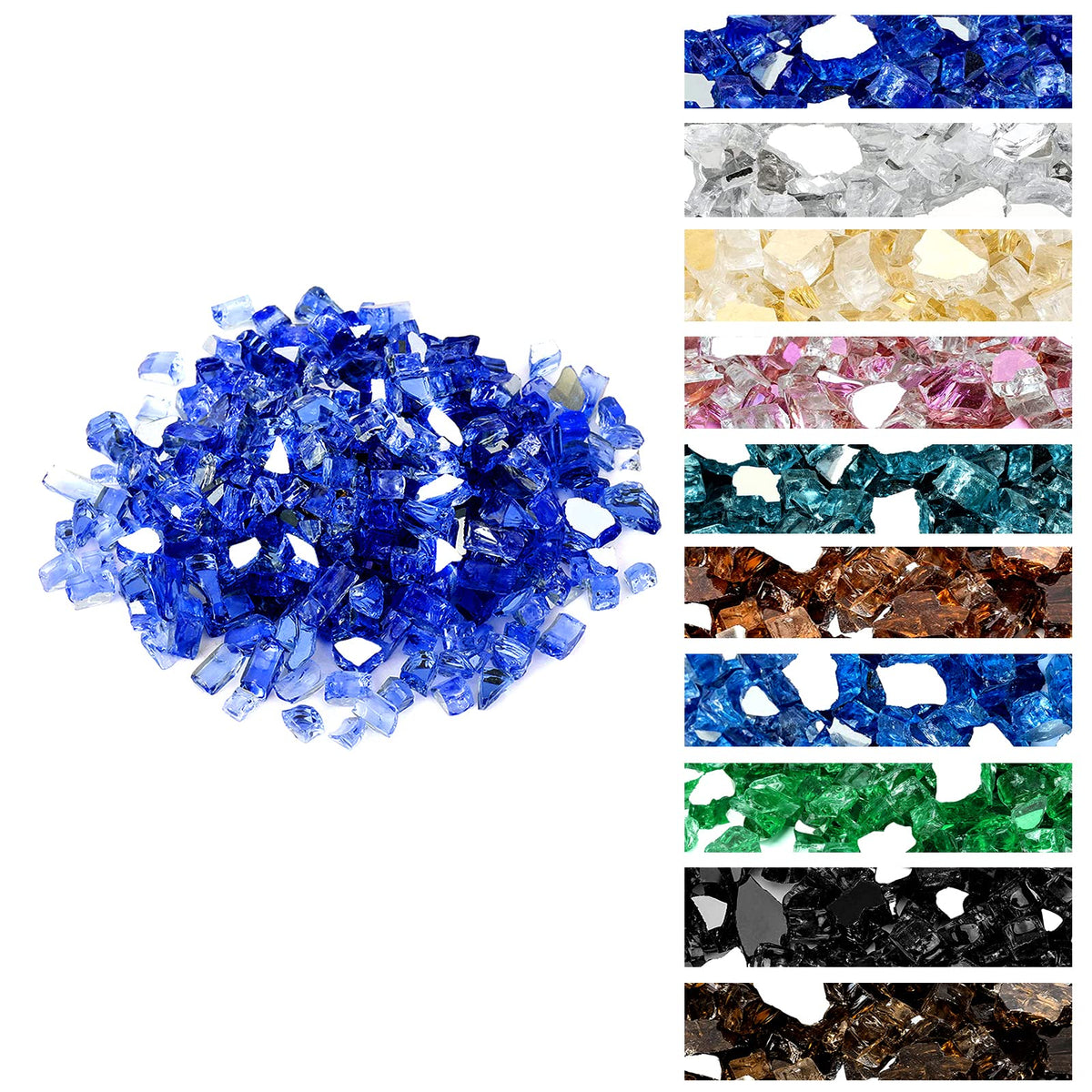 Onlyfire cobalt blue fire glass rocks – vivid focal point for outdoor fire pit.