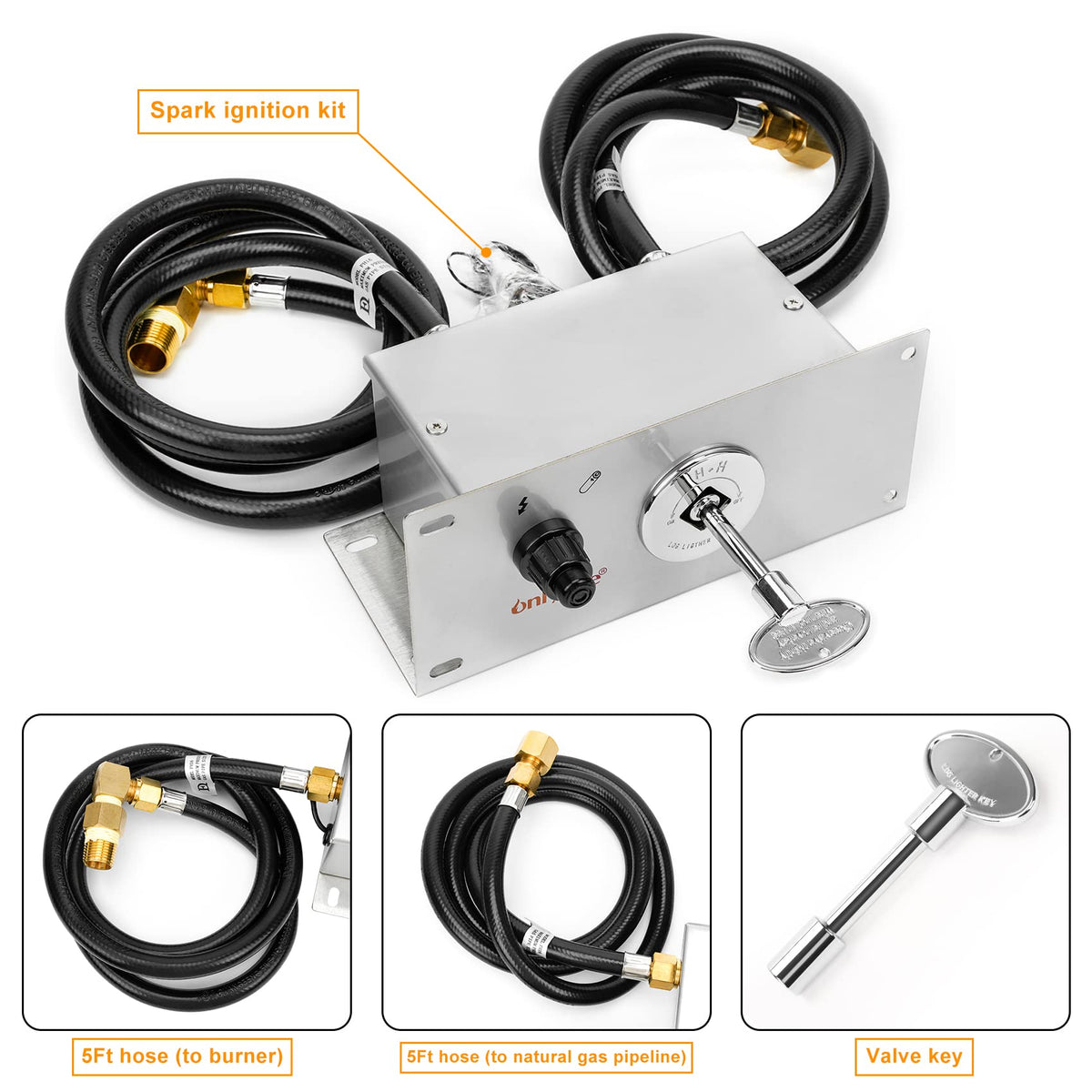 Onlyfire fire pit key valve controlling gas flow for safer ignition.