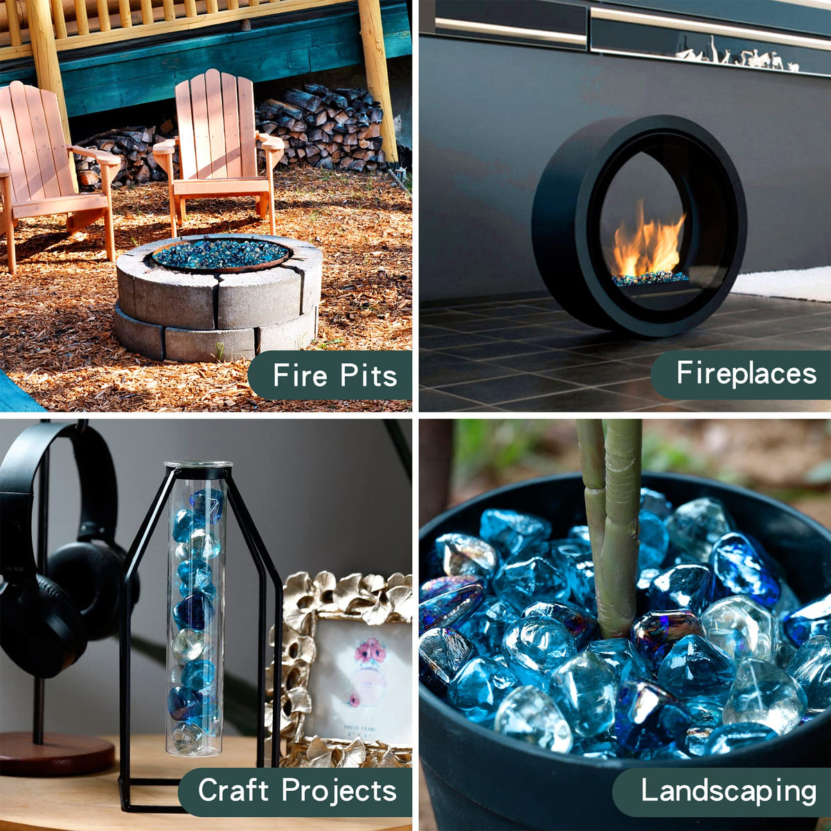 Onlyfire fire glass enhances garden or indoor decor with jewel like texture