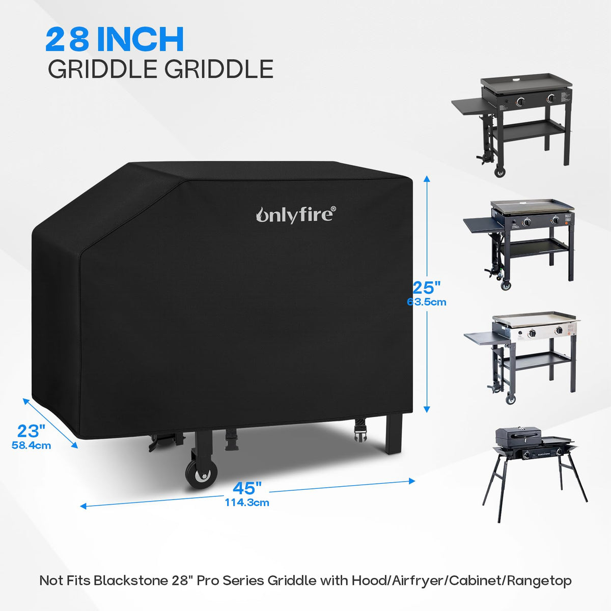 Onlyfire griddle cover fabric shows waterproof coating protecting against moisture.