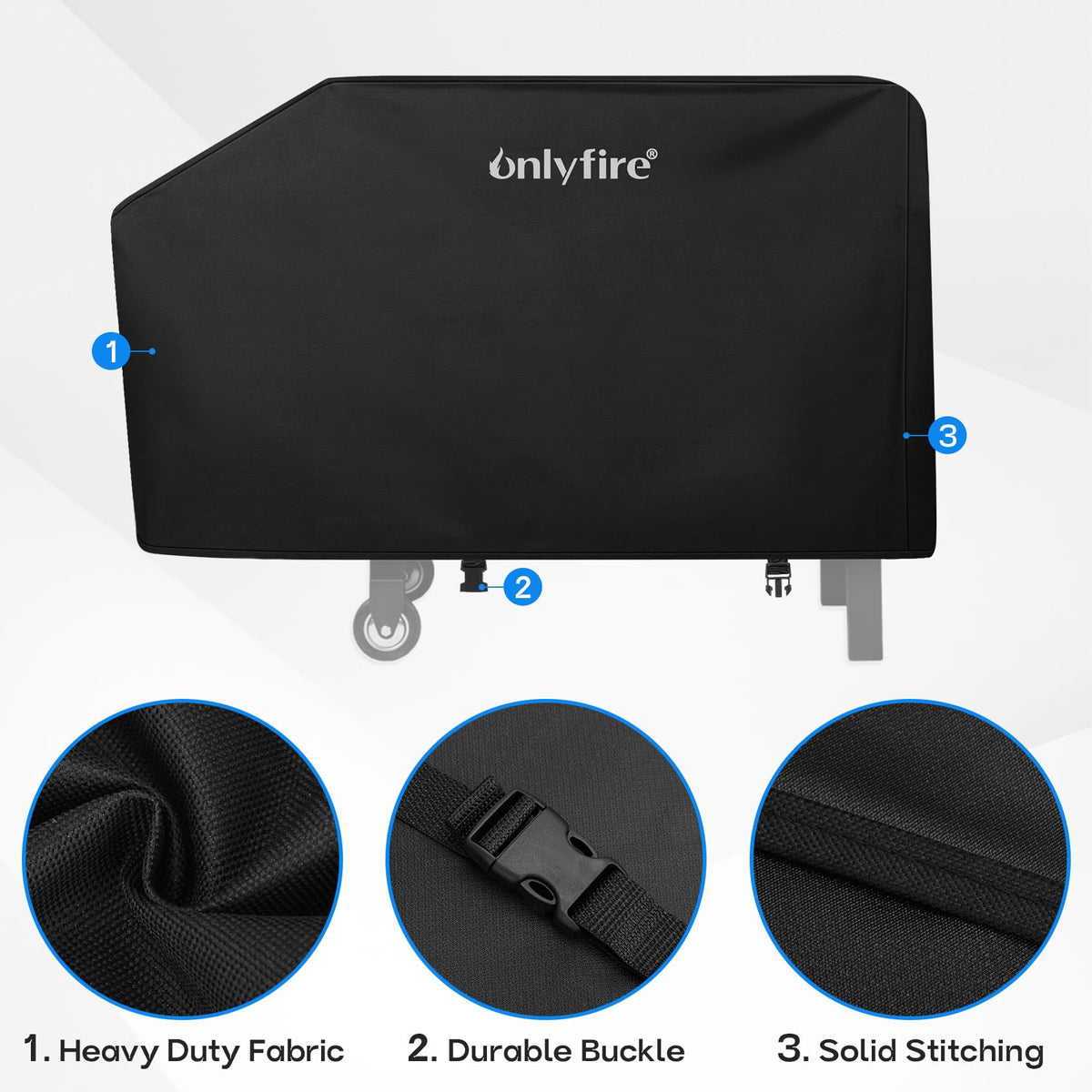 Onlyfire cover with windproof straps remains secure during travel.