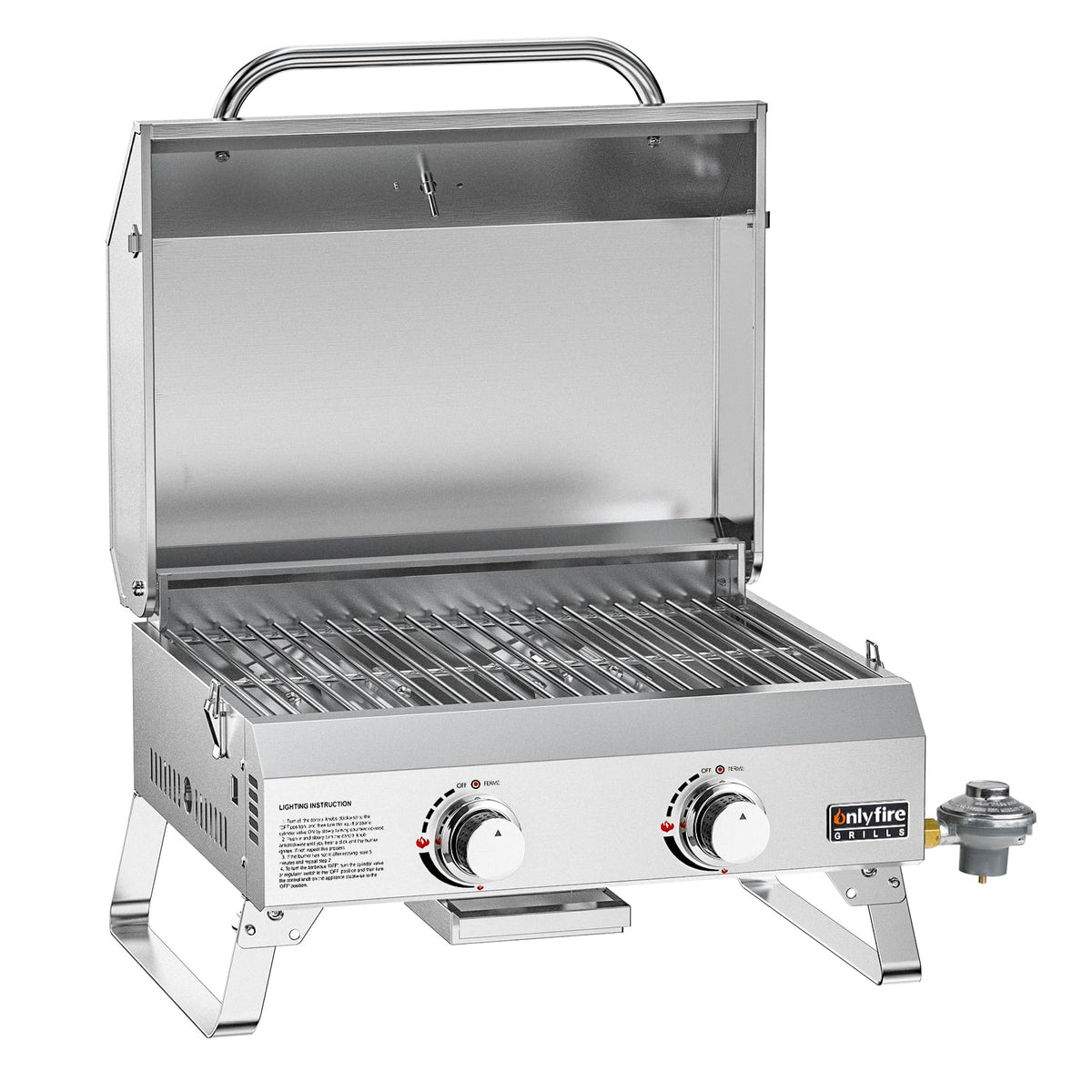 ONLYFIRE GRILLS compact footprint 20 by 13.8 by 14.5 inches.