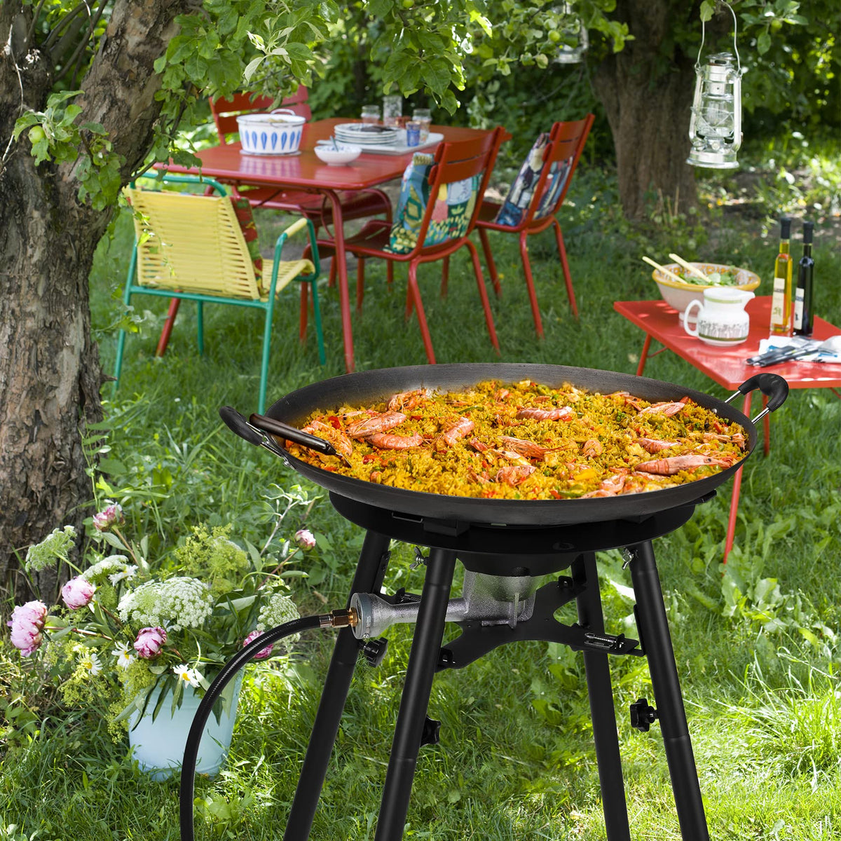 ONLYFIRE GRILLS durable enamel-coated steel frame for outdoor use.