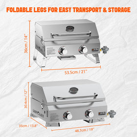 ONLYFIRE GRILLS portable grill with foldable legs for easy transport.