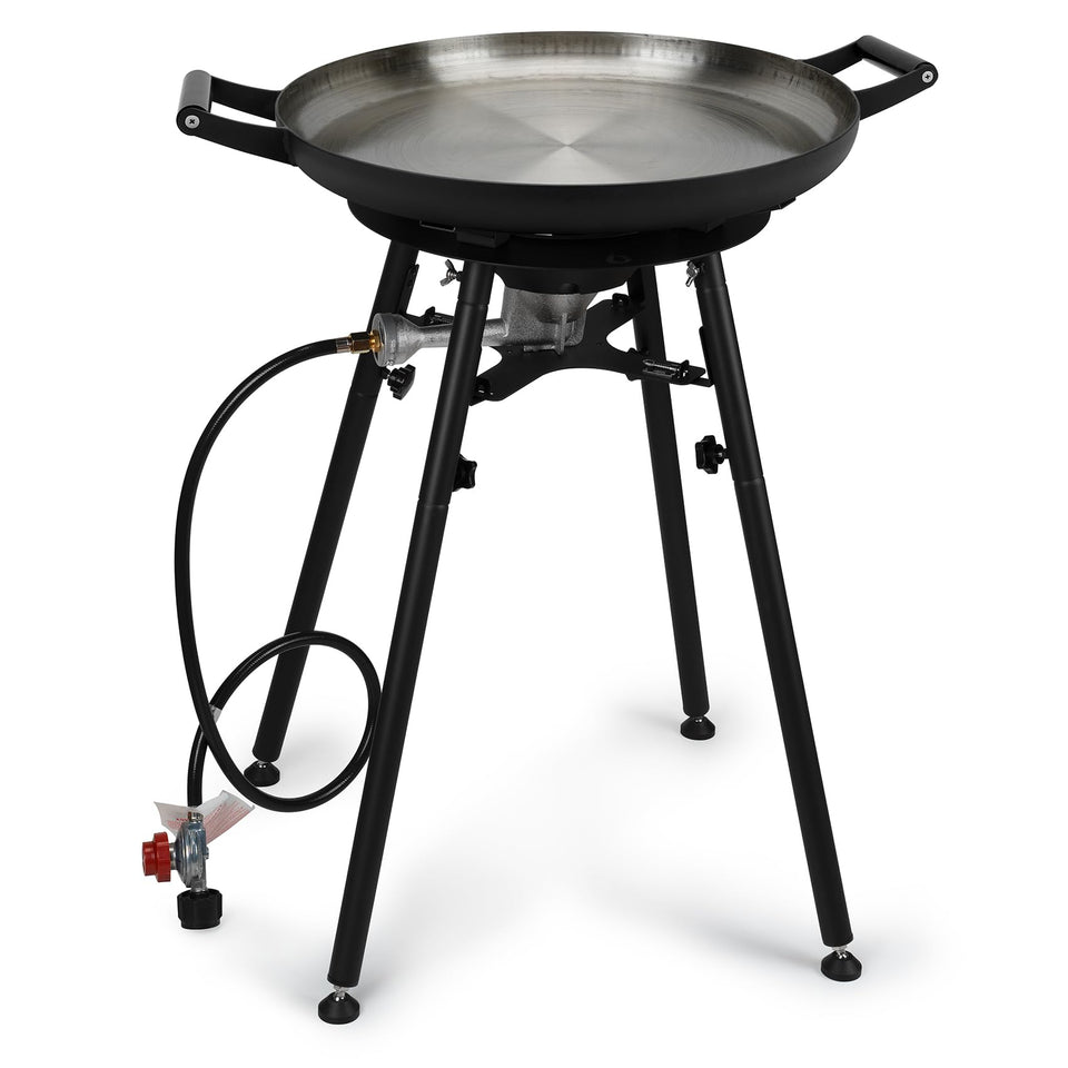 ONLYFIRE GRILLS paella pan 21-inch surface feeds about 14 servings.
