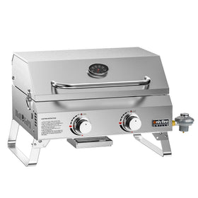 ONLYFIRE GRILLS GS322 tabletop two-burner grill for versatile outdoor cooking.