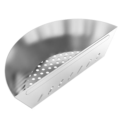 Onlyfire half-moon basket side view demonstrates two-zone cooking for precision searing