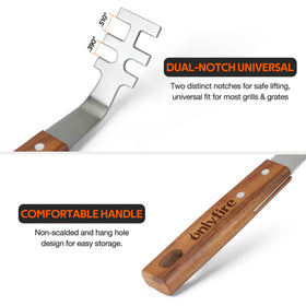 OnlyFire heavy cast-iron grate lifter enables controlled lifting of tough grates