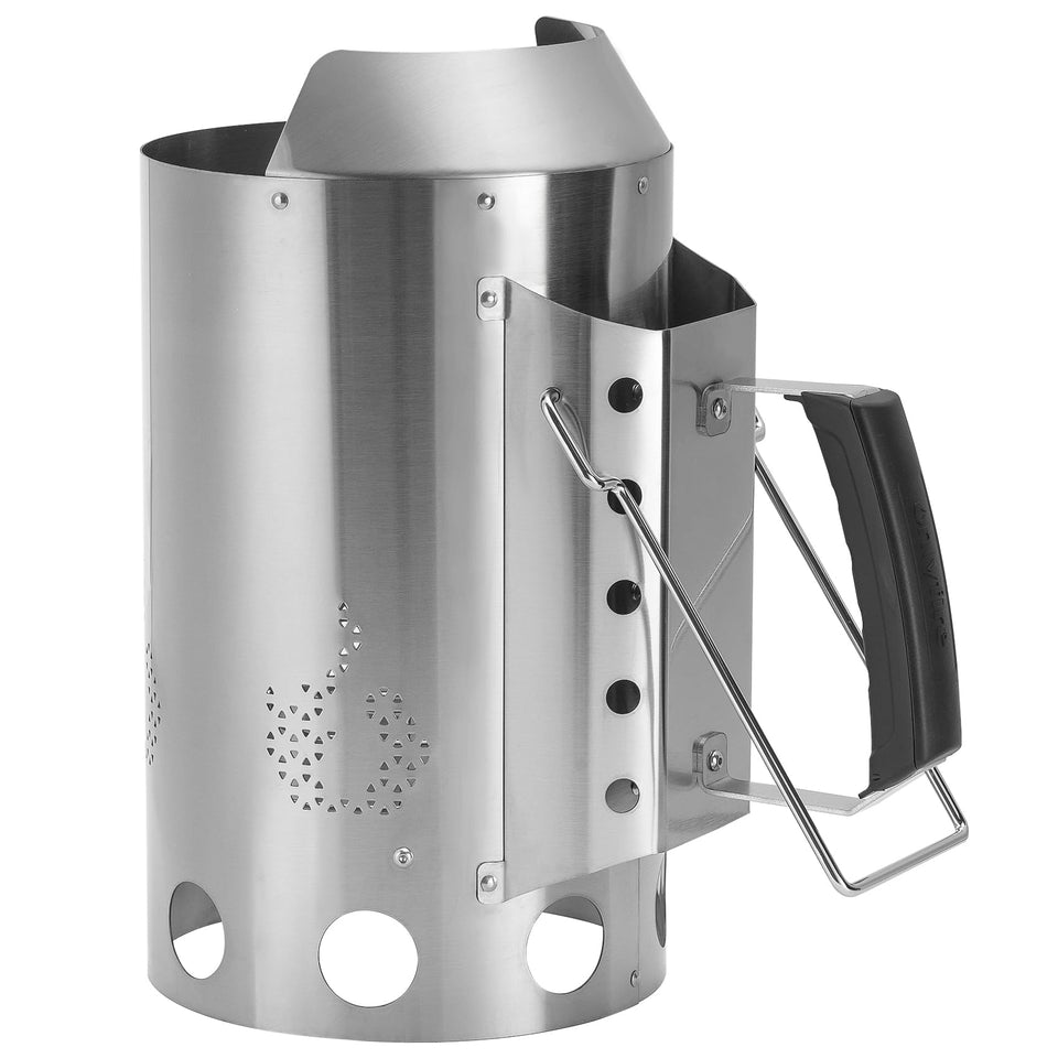 Onlyfire Heavy Duty Deluxe BBQ Chimney Starter with dual-handle safety for easier, controlled lighting