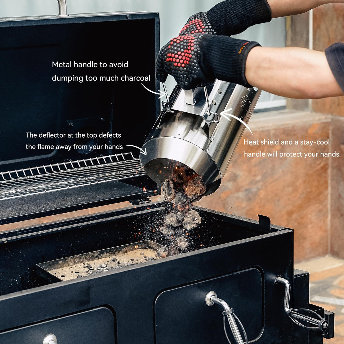 Onlyfire Heavy Duty Deluxe BBQ Chimney Starter delivers fast, even burn across grills