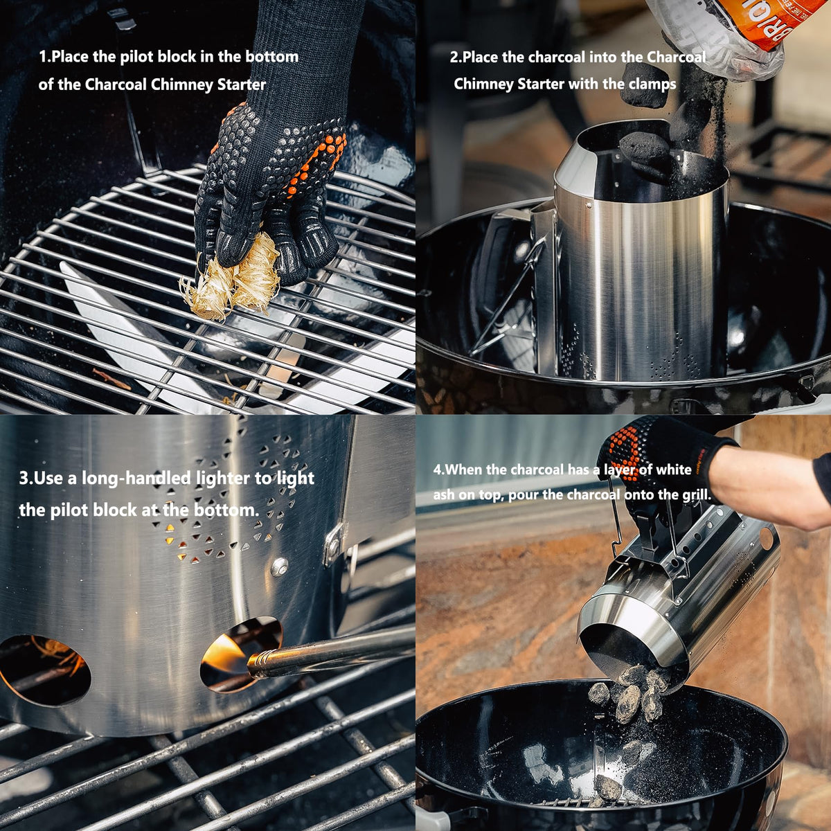 Onlyfire Heavy Duty Deluxe BBQ Chimney Starter features stay-cool design for comfortable handling