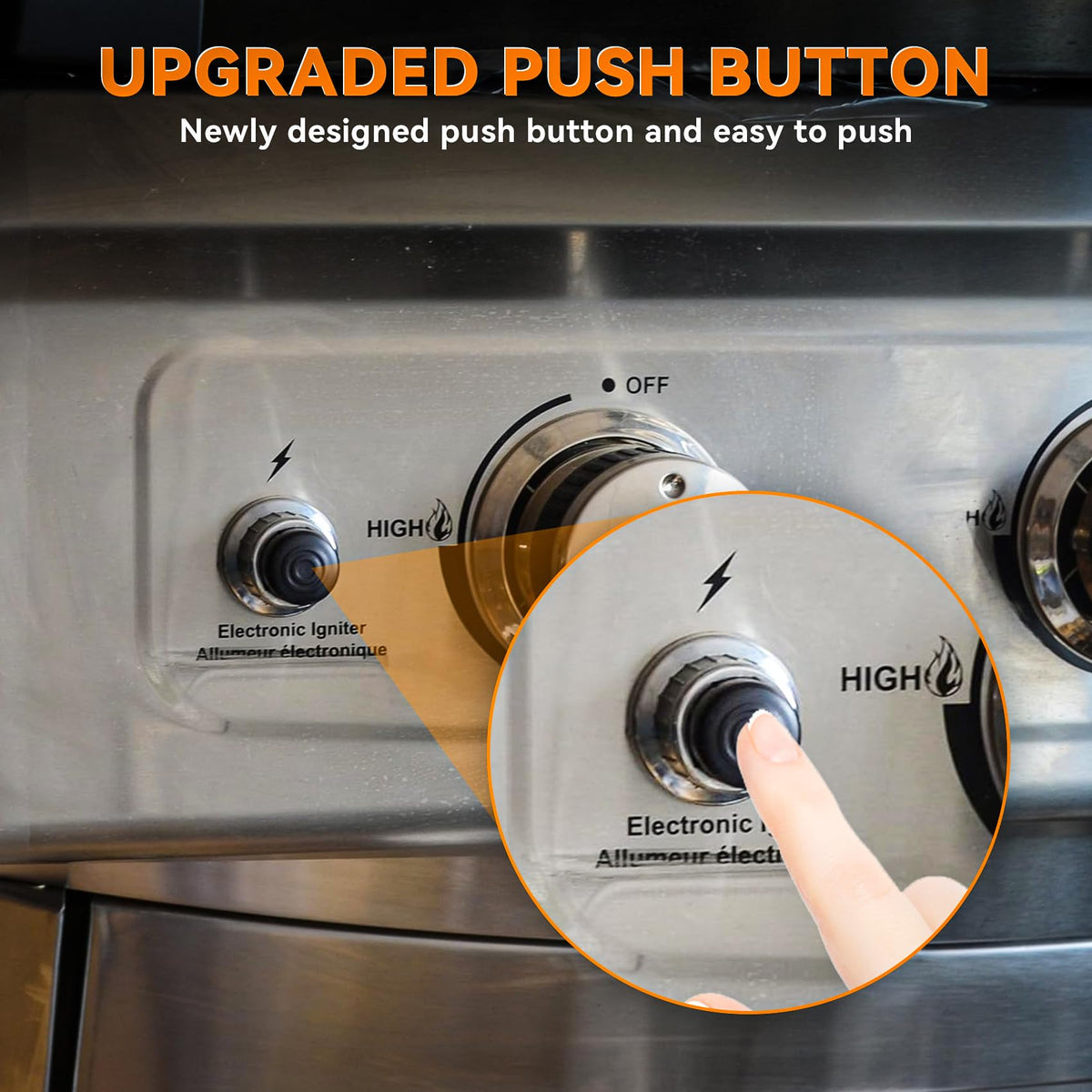 Igniter installed beside the grill's gas valve area for easy access