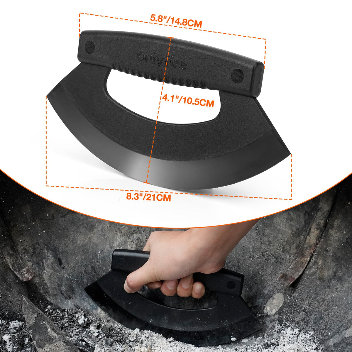 Onlyfire kettle grill scraper curved-design fits 22-inch kettles for thorough cleaning.