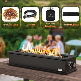 Onlyfire Loom X ambient flame view enhances outdoor mood.