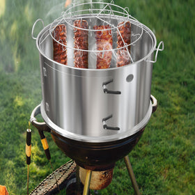 Onlyfire openable door enables quick charcoal refills during smokes