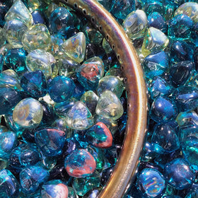 Onlyfire fire glass diamonds blend with gas flames for a chic flame ambiance