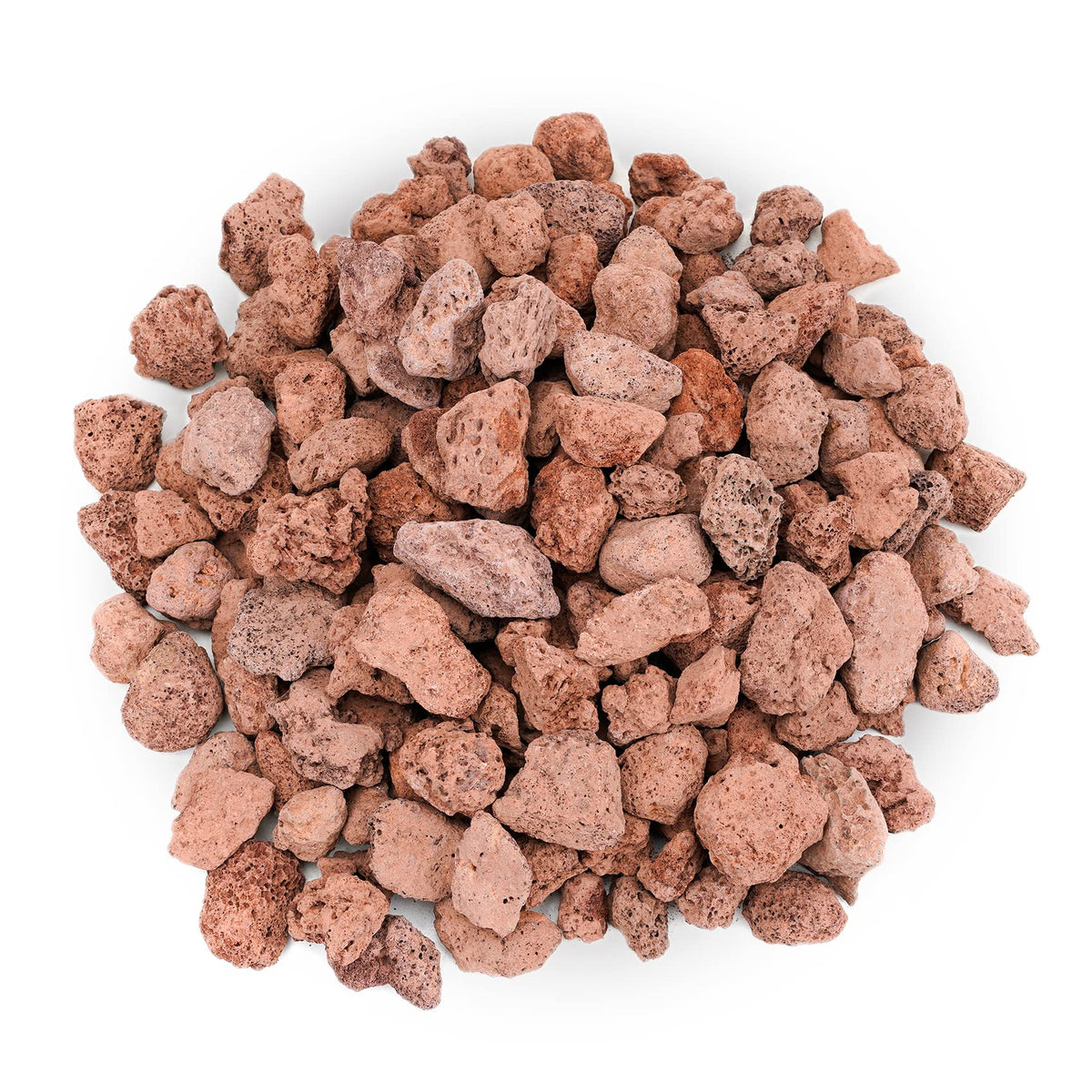 Onlyfire red lava rock 0-8-1-2 inch close-up showing porous texture for even flame dispersion