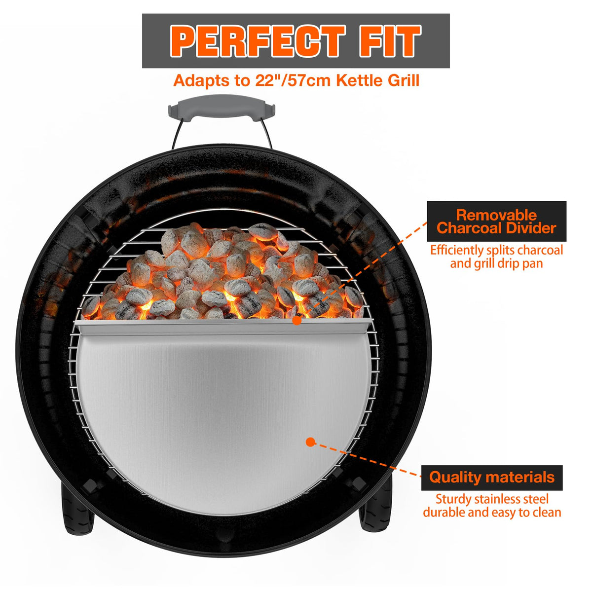 OnlyFire removable baffle detail for flexible grease management.