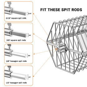 OnlyFire rotisserie basket dimensions 17x6.7x6.1 inches fit grills easily.