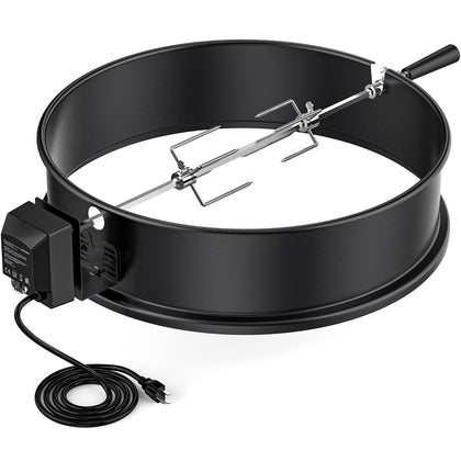 Onlyfire rotisserie ring kit on a Weber 22.5-inch kettle for even roasting