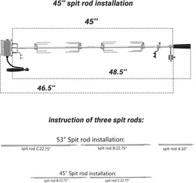 Onlyfire three spit rods with counter balance for smooth rotation