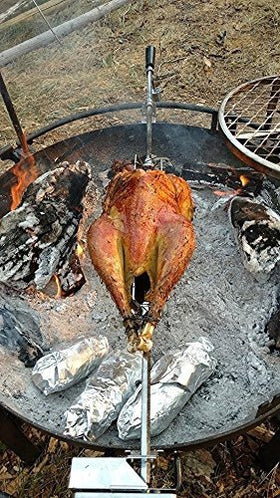 Onlyfire compatible with forks and baskets for varied rotisserie sessions.