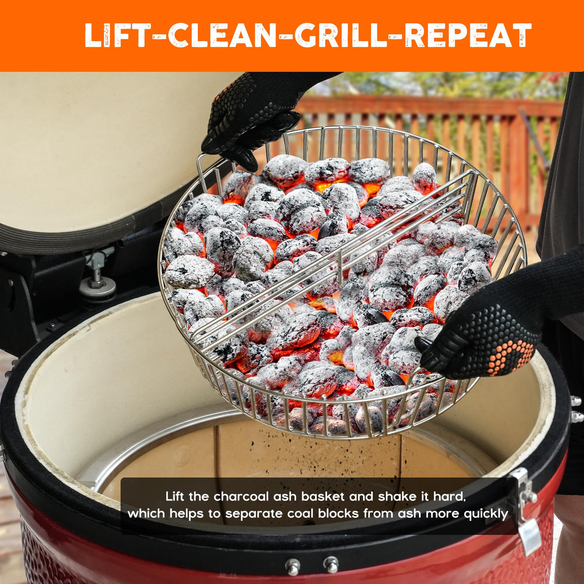 Onlyfire ash basket promotes fast lighting and consistent temps during long cooks.