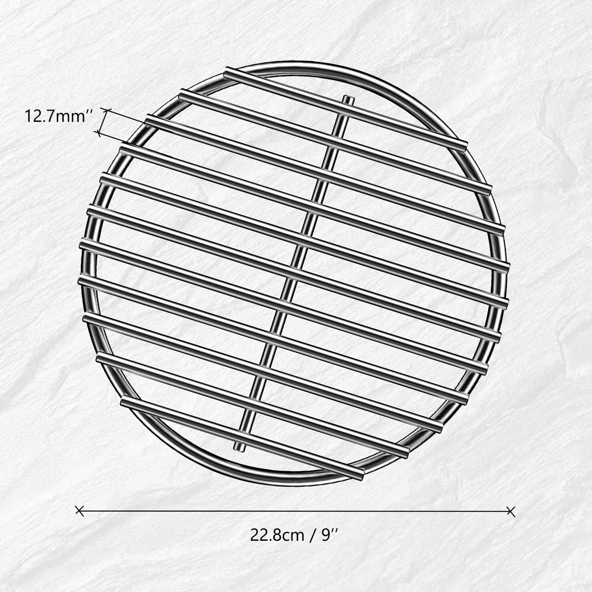 Onlyfire stainless steel fire grate close-up shows durable surface for long-lasting grilling
