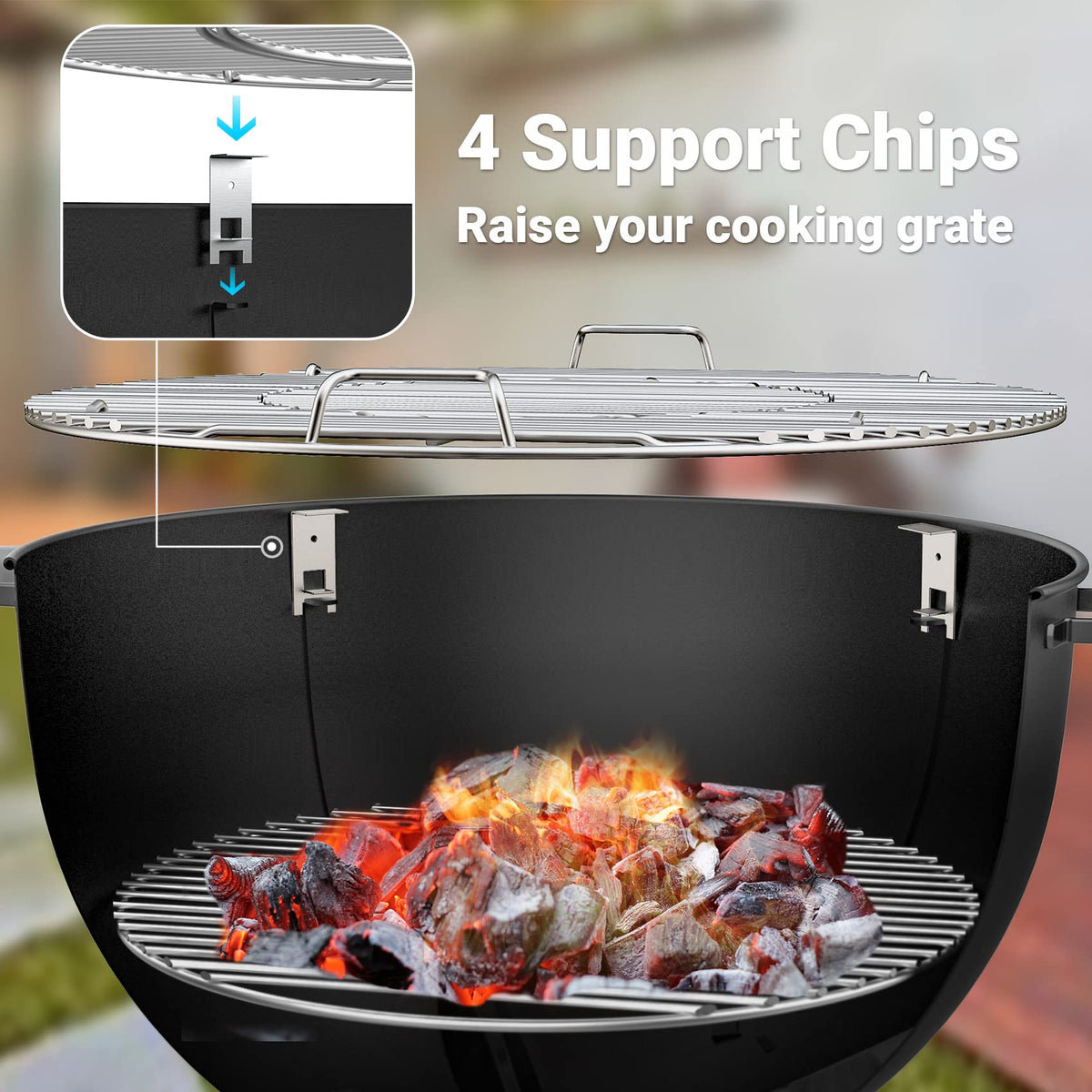 Onlyfire four support chips stabilize grill grate for consistent airflow