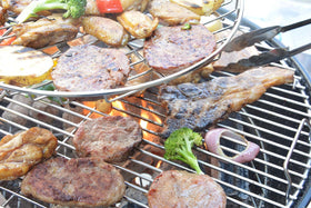 Onlyfire 13.5 inch grate demonstrates expanded warming surface for keeping foods warm.