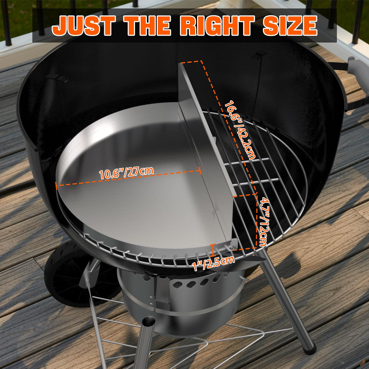 OnlyFire stainless steel water reservoir filled to sustain moisture.