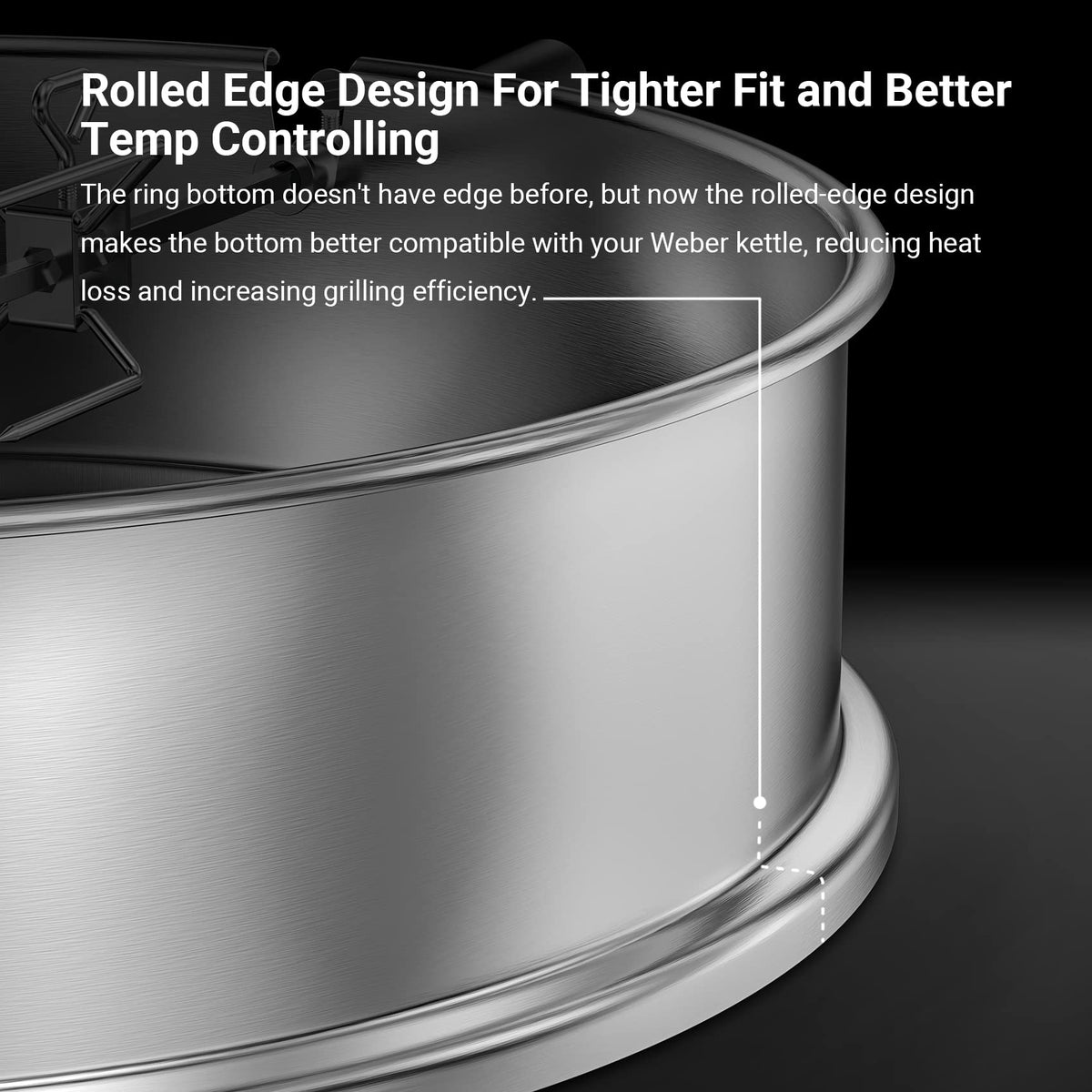 Onlyfire Weber 22inch ring electric-motor enables smooth 360-degree rotation.