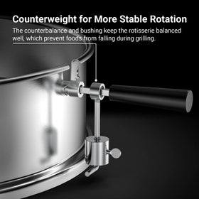 Onlyfire Weber 22inch ring spit-rod demonstrates secure support for even cooks.
